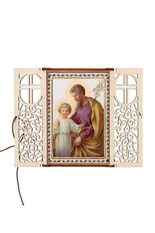 Altarino devozionale comprensivo di candela, corona e libretto - San Giuseppe 11x15x4 cm