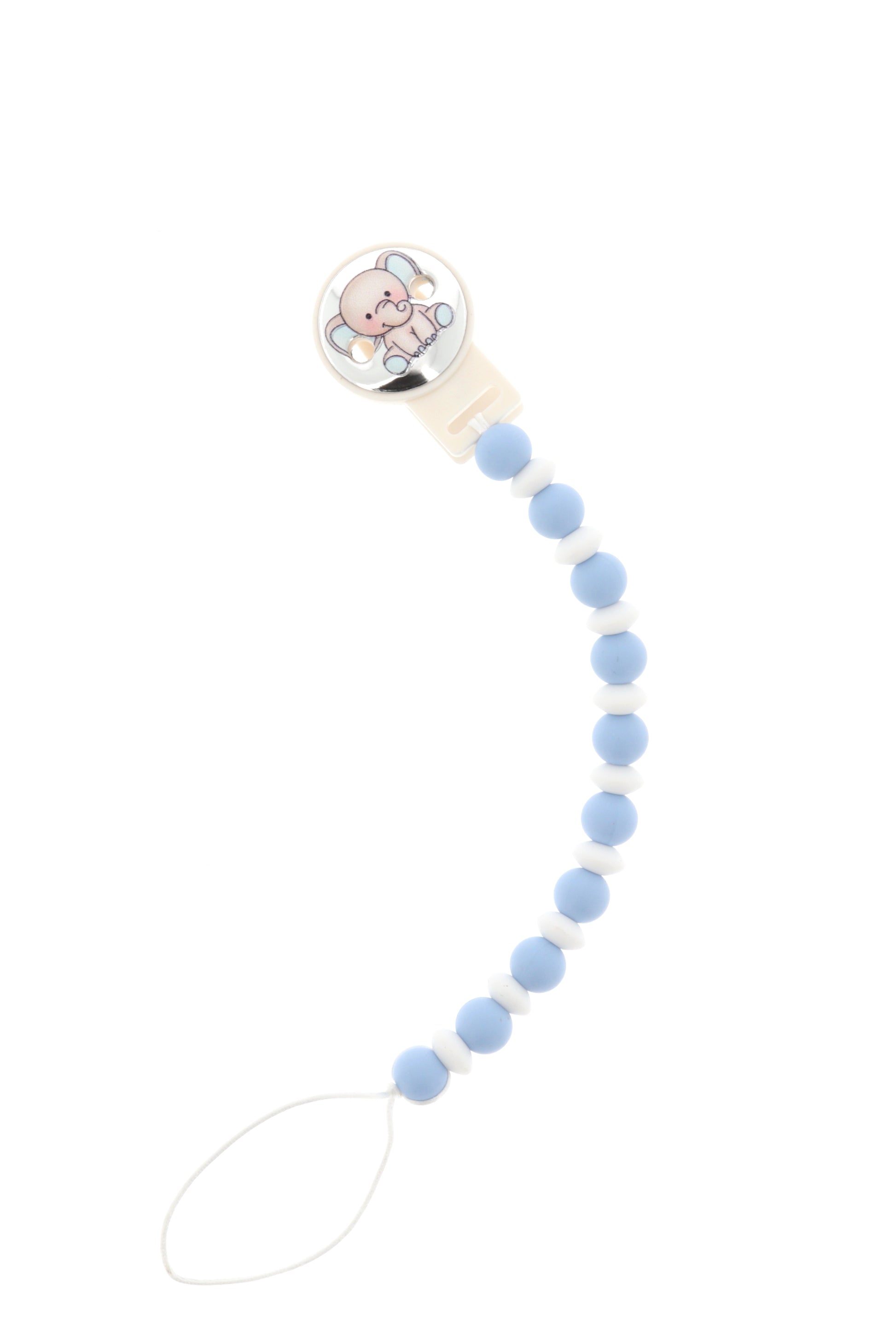 Catenella portaciuccio in silicone alimentare con clip Elefanti in argento