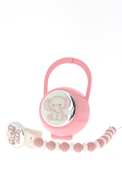 Confezione Elefanti box e catenella portaciuccio