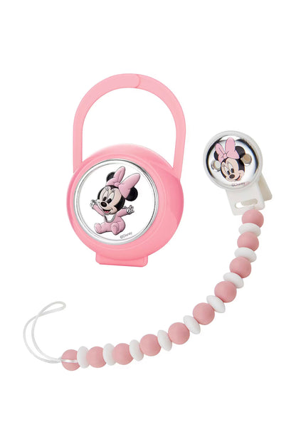 Confezione box e spilla portaciuccio abbinati Mickey Mouse/Minnie