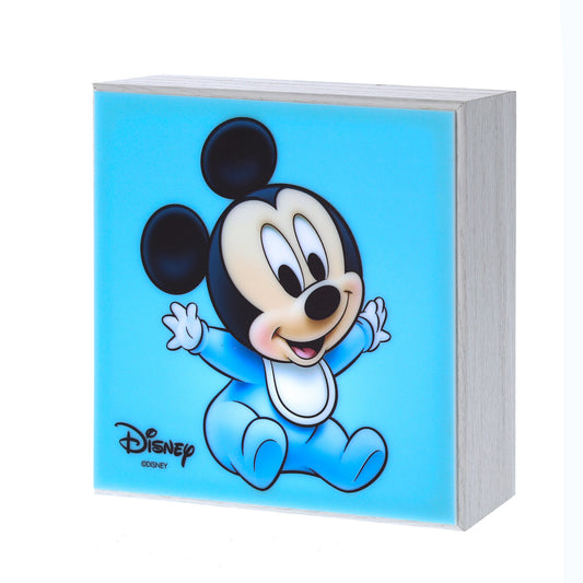 Lampada da compagnia in legno Mickey Mouse/Minnie. Dimensioni 14x14 cm