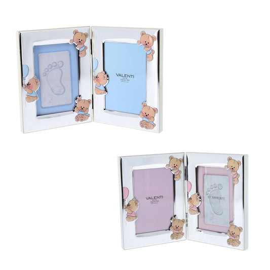 Cornice doppia con kit per impronte neonato. Dimensioni 30x19 cm