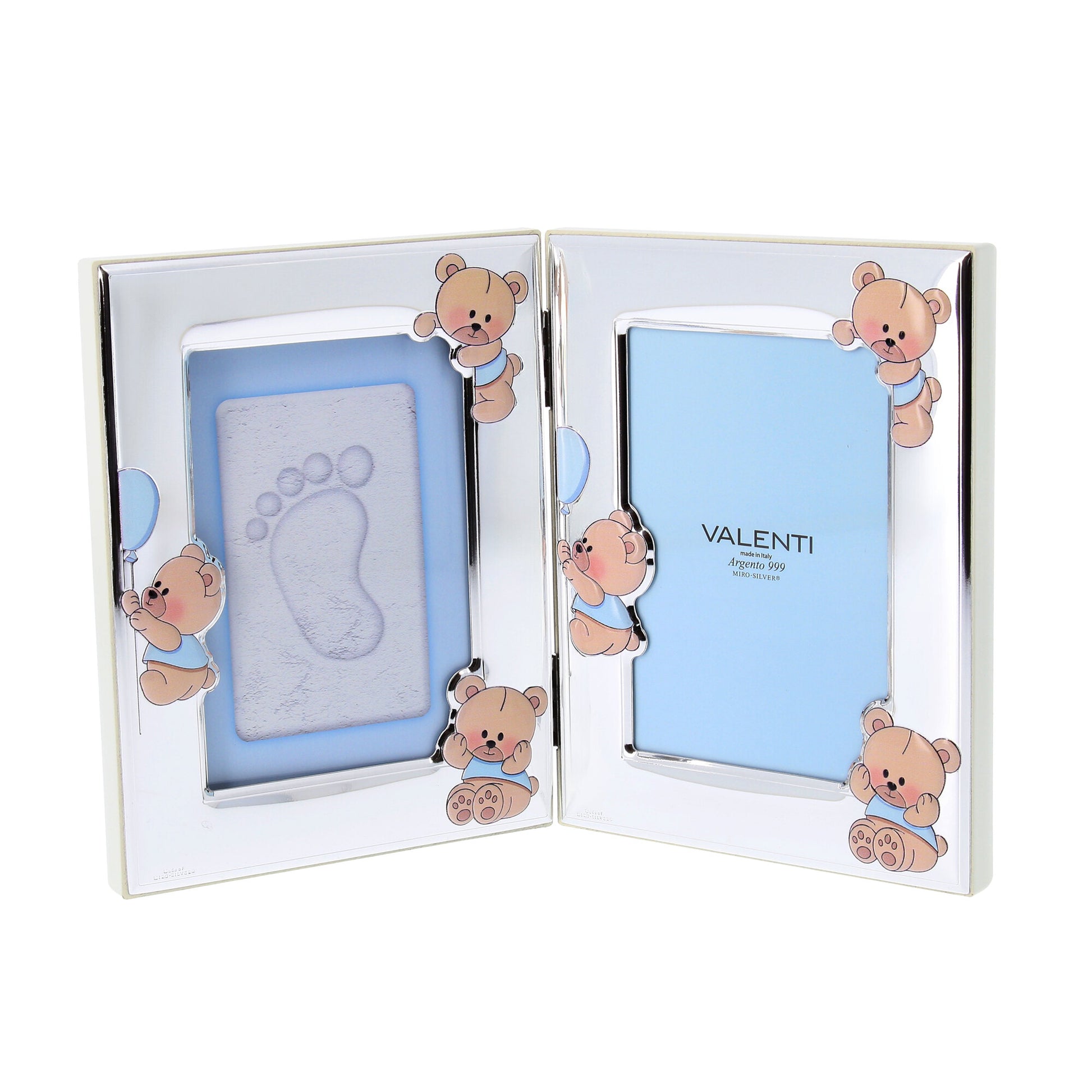 Cornice doppia con kit per impronte neonato. Dimensioni 30x19 cm