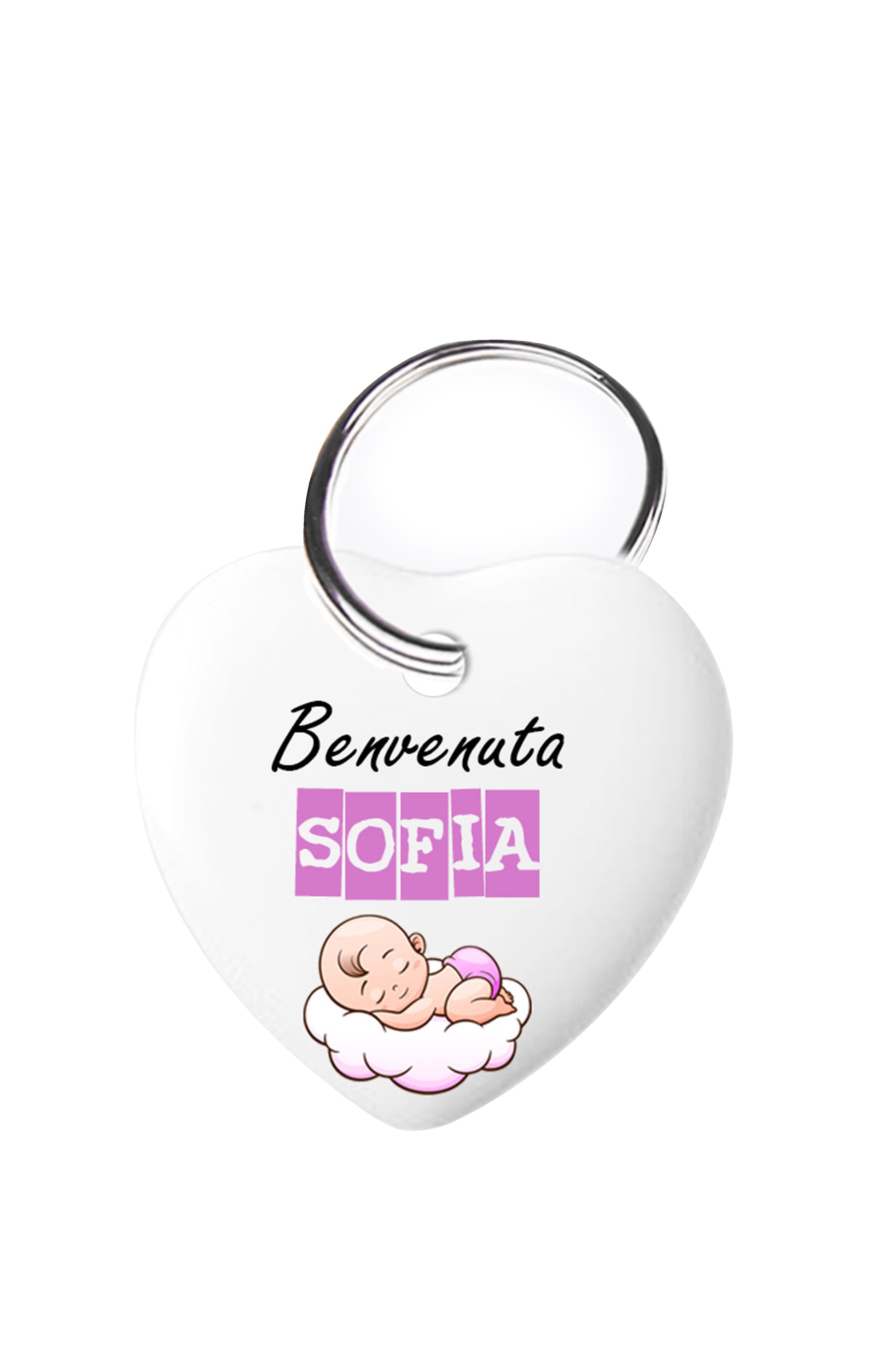 Portachiavi cuore in porcellana personalizzabile