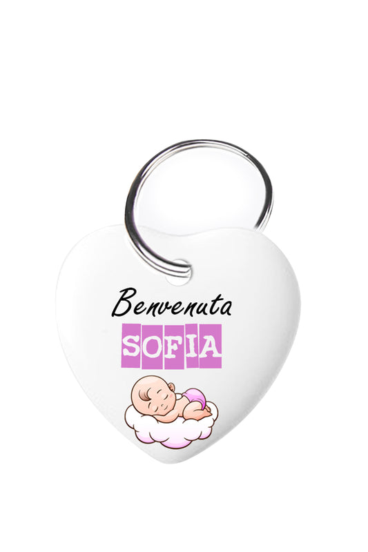 Portachiavi cuore in porcellana personalizzabile