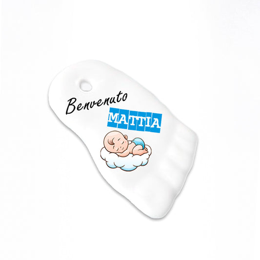 Ricordino Battesimo/Nascita - ciondolo a forma di piedino in porcellana personalizzabile con nome