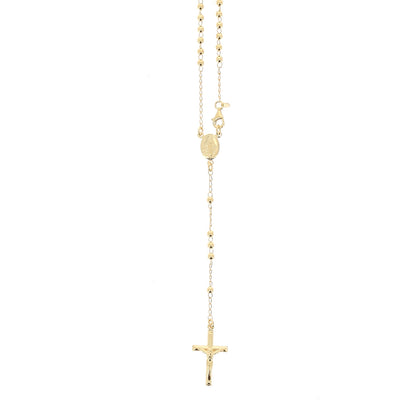 Rosario in argento indossabile con Crocifisso e grani diametro 0,3. Lunghezza 44 cm