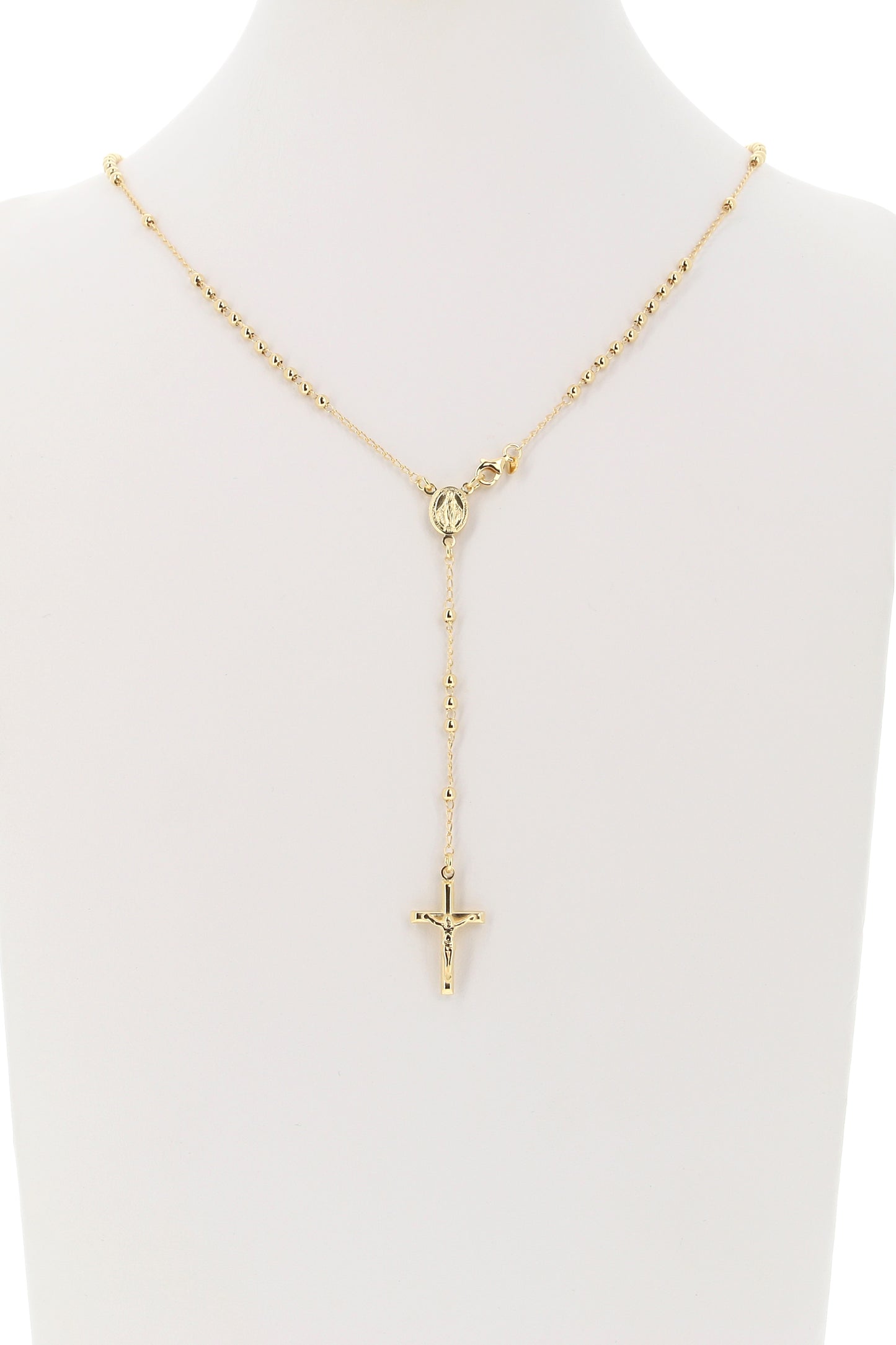 Rosario in argento indossabile con Crocifisso e grani diametro 0,3. Lunghezza 44 cm