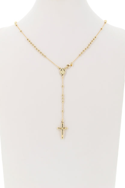Rosario in argento indossabile con Crocifisso e grani diametro 0,3. Lunghezza 44 cm