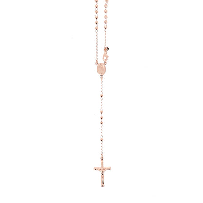 Rosario in argento indossabile con Crocifisso e grani diametro 0,3. Lunghezza 44 cm
