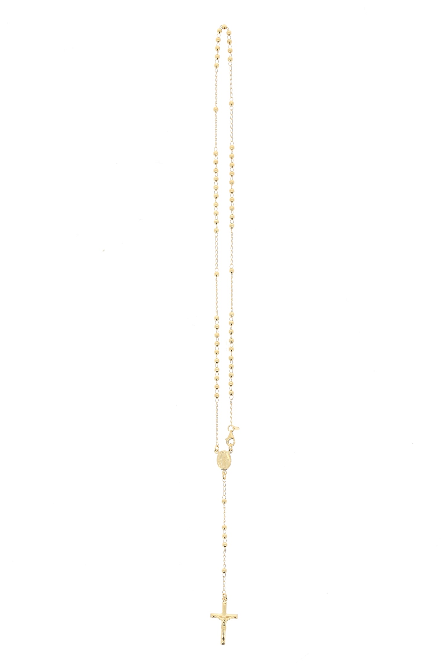 Rosario in argento indossabile con Crocifisso e grani diametro 0,3. Lunghezza 44 cm