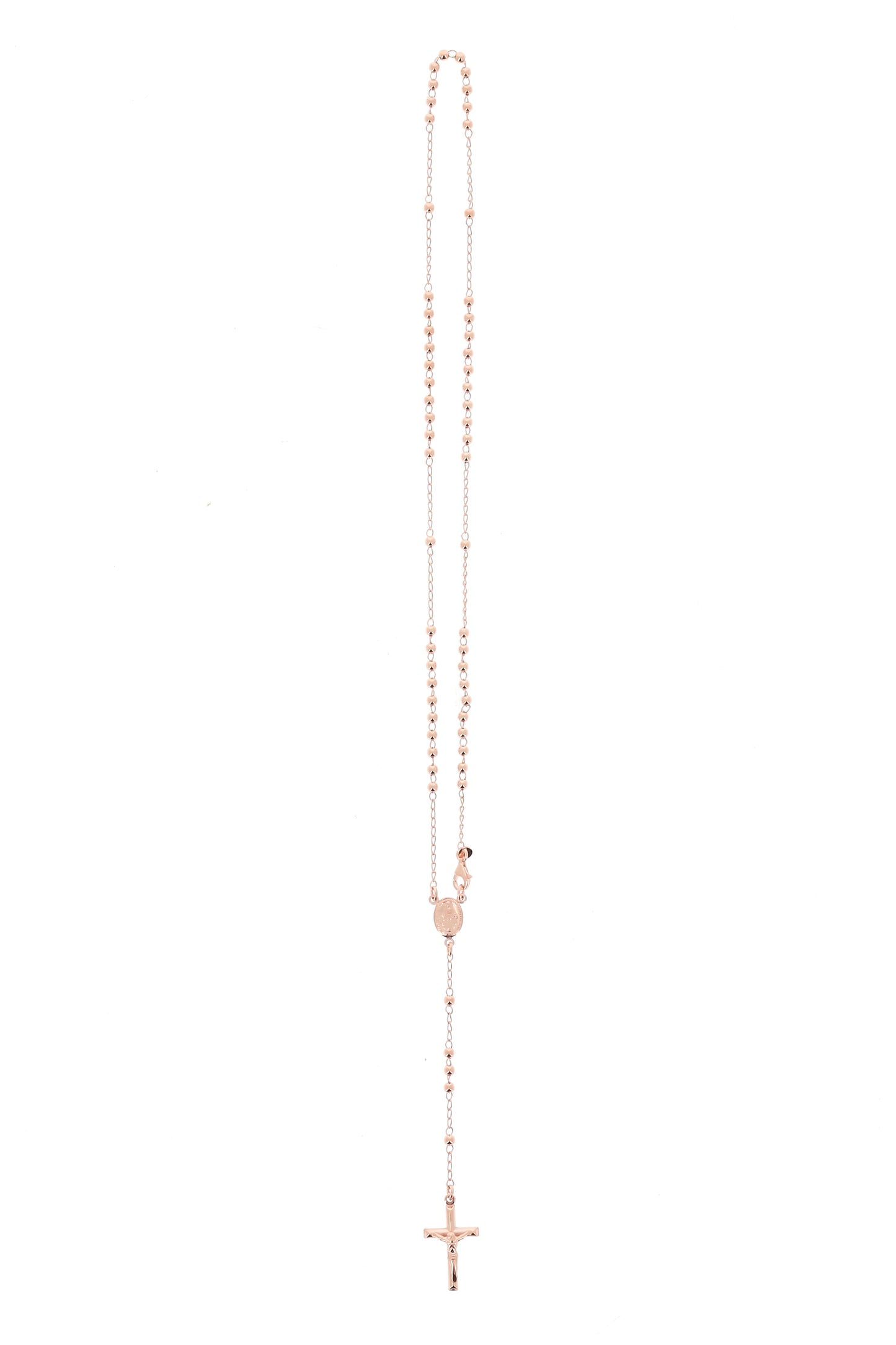 Rosario in argento indossabile con Crocifisso e grani diametro 0,3. Lunghezza 44 cm