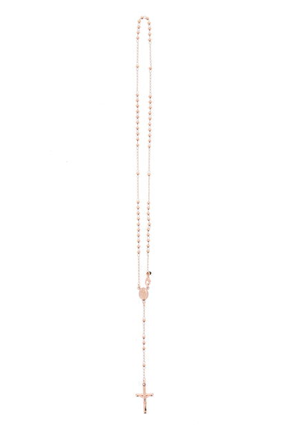 Rosario in argento indossabile con Crocifisso e grani diametro 0,3. Lunghezza 44 cm