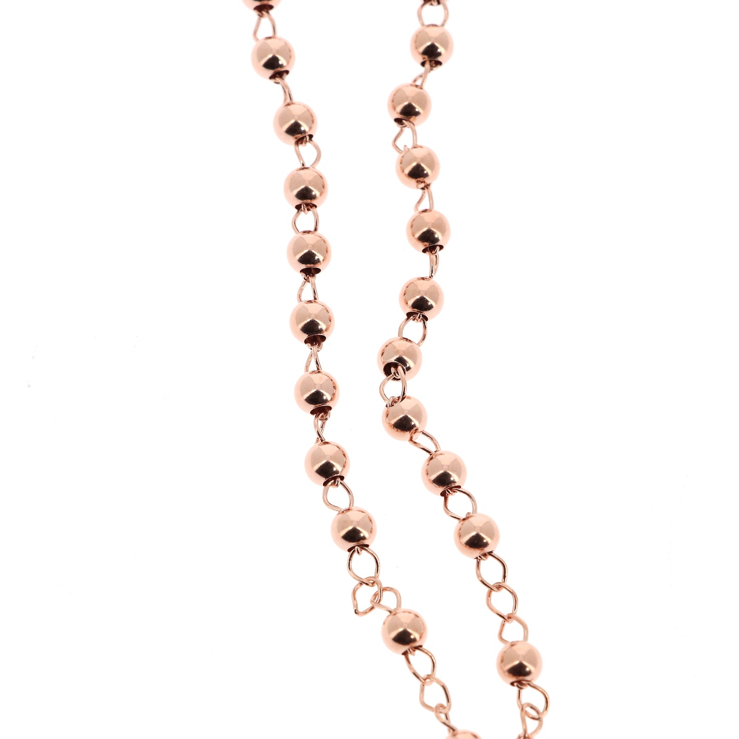 Rosario in argento indossabile con Crocifisso e grani diametro 0,4. Lunghezza 46 cm