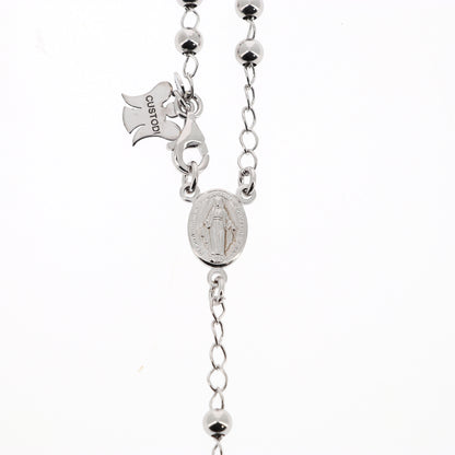 Rosario in argento indossabile con Crocifisso e grani diametro 0,4. Lunghezza 46 cm
