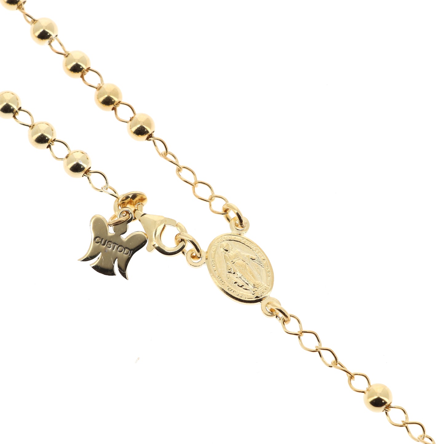 Rosario in argento indossabile con Crocifisso e grani diametro 0,4. Lunghezza 46 cm