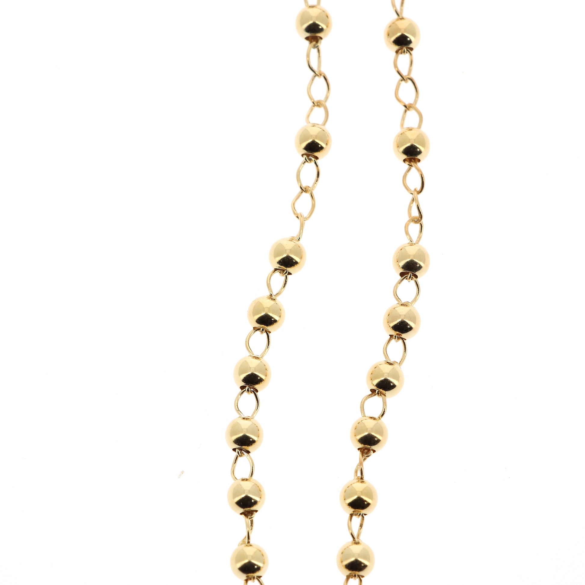 Rosario in argento indossabile con Crocifisso e grani diametro 0,4. Lunghezza 46 cm