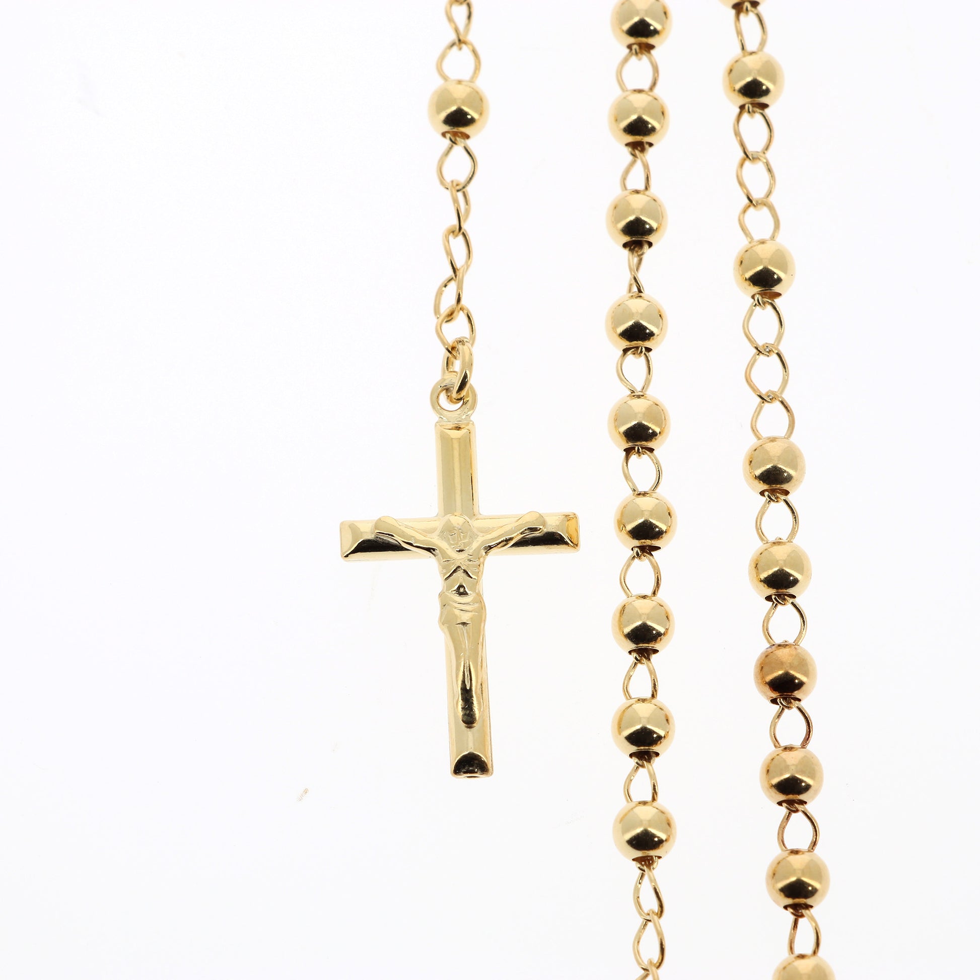 Rosario in argento indossabile con Crocifisso e grani diametro 0,4. Lunghezza 46 cm