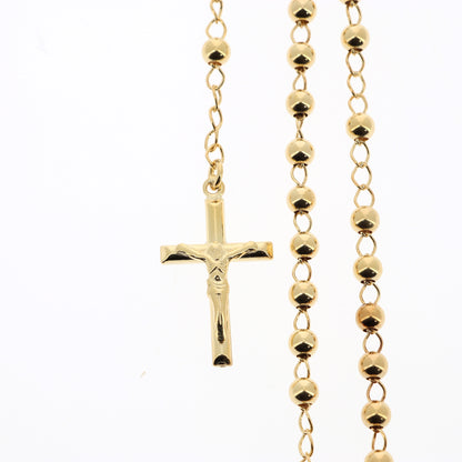 Rosario in argento indossabile con Crocifisso e grani diametro 0,4. Lunghezza 46 cm