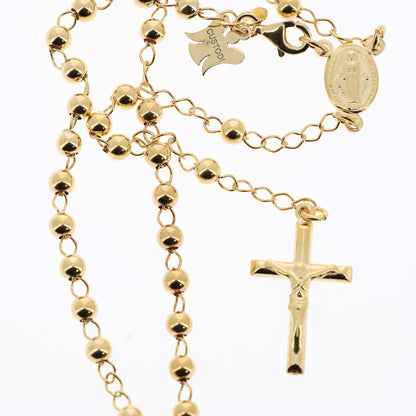 Rosario in argento indossabile con Crocifisso e grani diametro 0,4. Lunghezza 46 cm