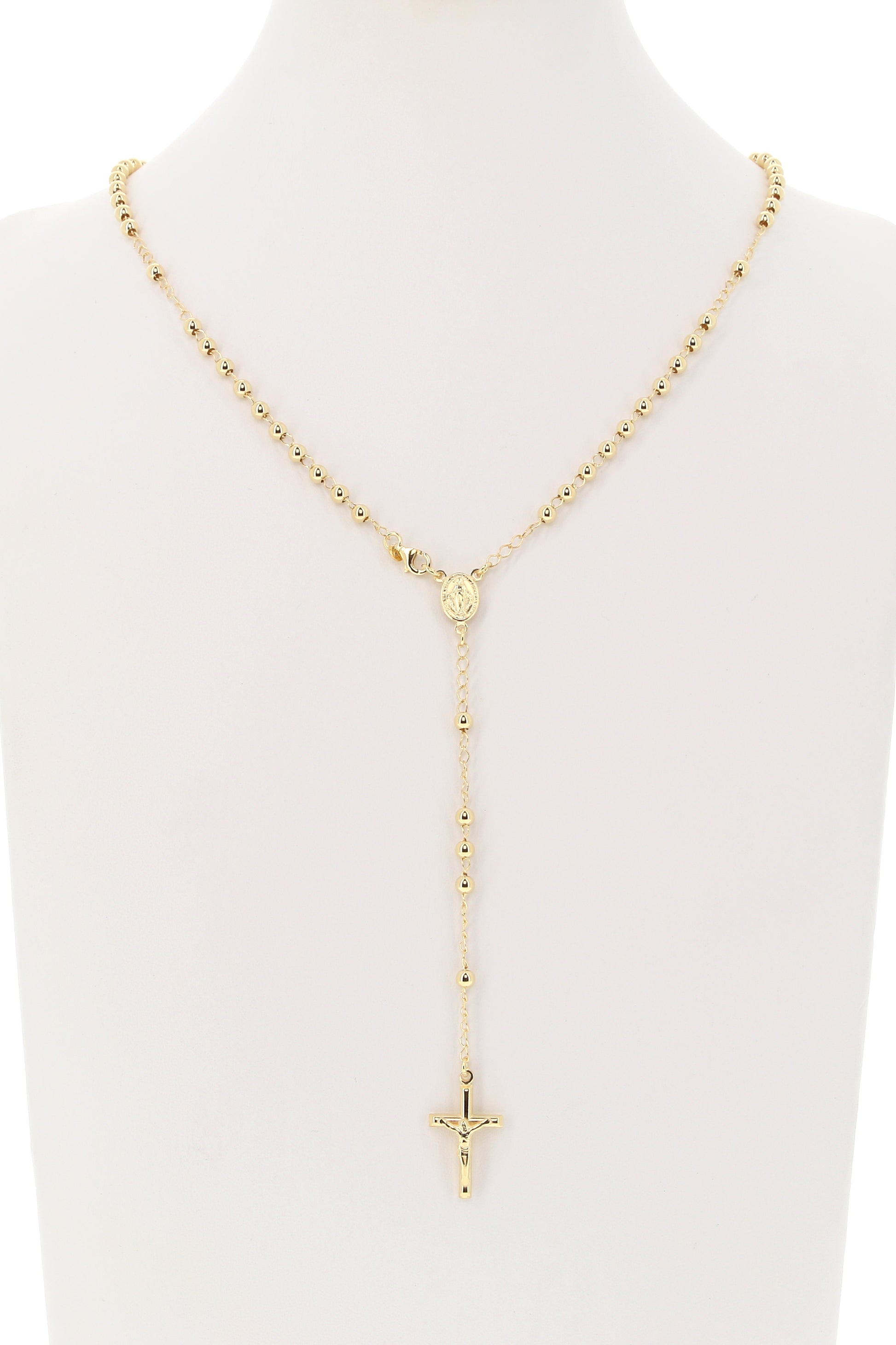 Rosario in argento indossabile con Crocifisso e grani diametro 0,4. Lunghezza 46 cm