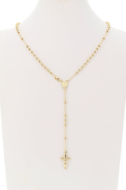 Rosario in argento indossabile con Crocifisso e grani diametro 0,4. Lunghezza 46 cm