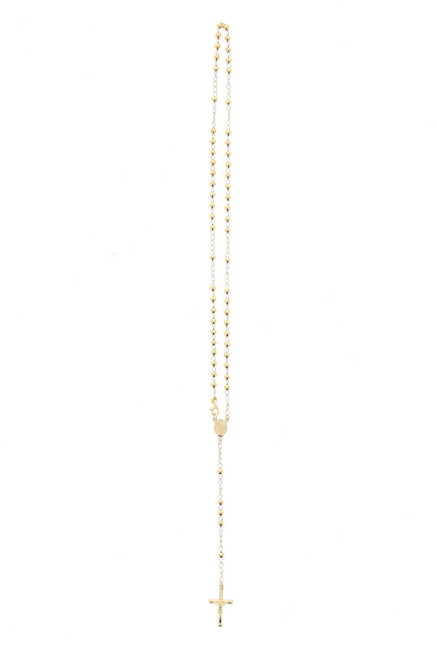 Rosario in argento indossabile con Crocifisso e grani diametro 0,4. Lunghezza 46 cm