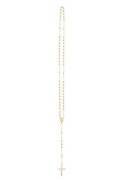 Rosario in argento indossabile con Crocifisso e grani diametro 0,4. Lunghezza 46 cm