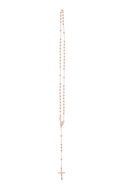 Rosario in argento indossabile con Crocifisso e grani diametro 0,4. Lunghezza 46 cm