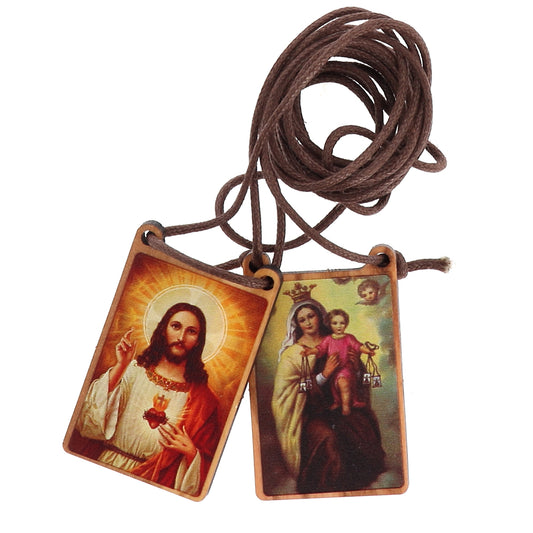 Scapolare del Carmelo, in legno stampato. Dimensioni 3,5x2 cm