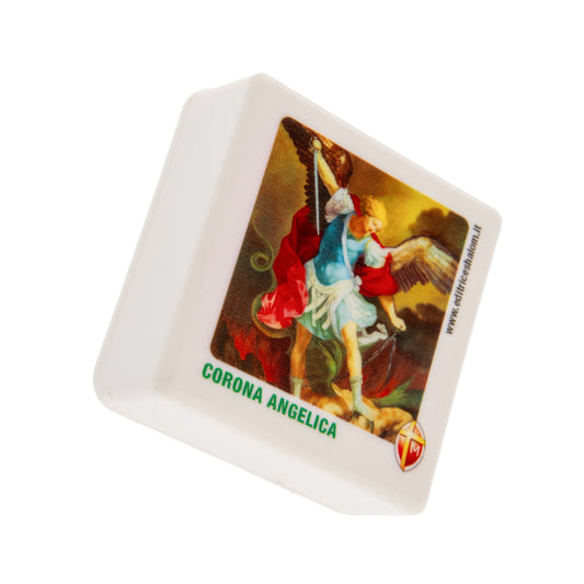 Scatolina per corona angelica -San Michele. Dimensioni 6x6 cm.