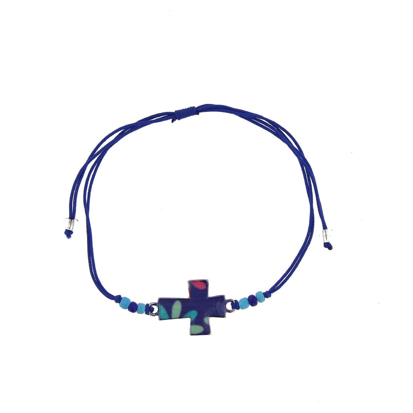 Bracciale in corda con ciondolo passante in colori assortiti. Regolabile
