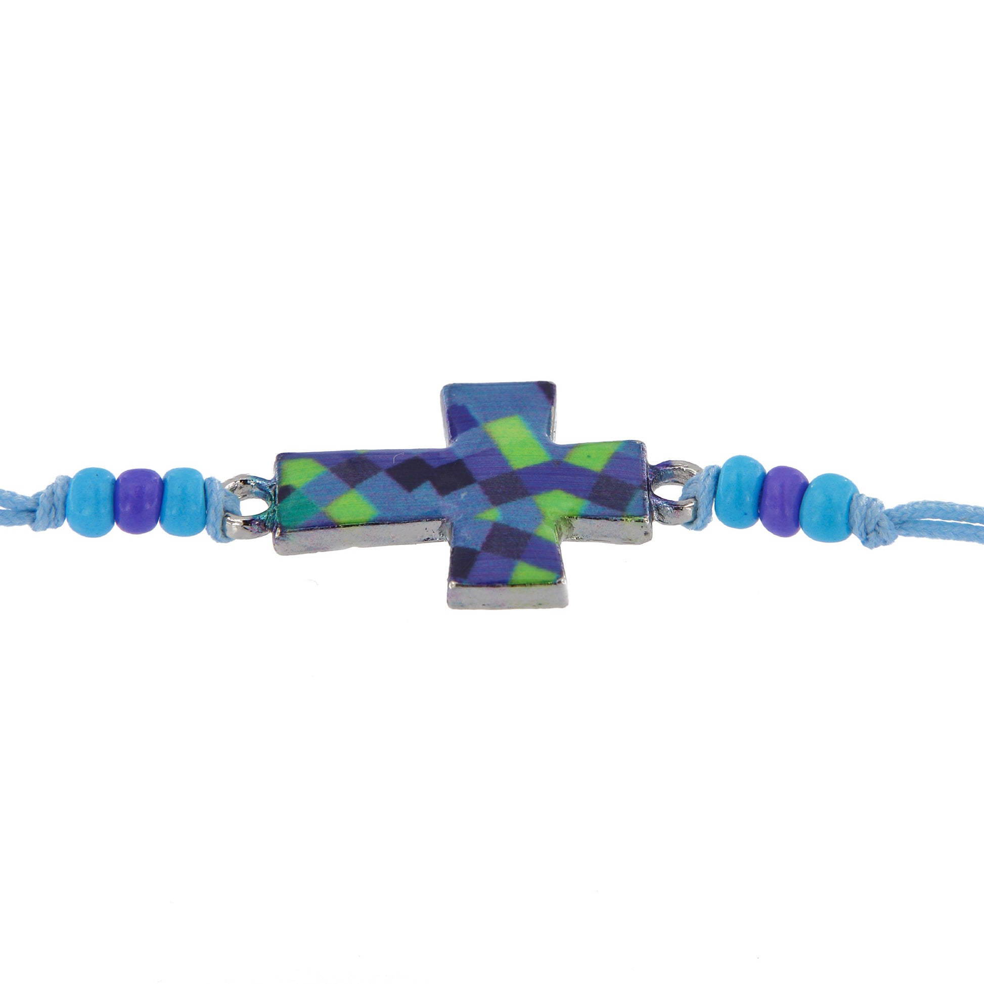 Bracciale in corda con ciondolo passante in colori assortiti. Regolabile