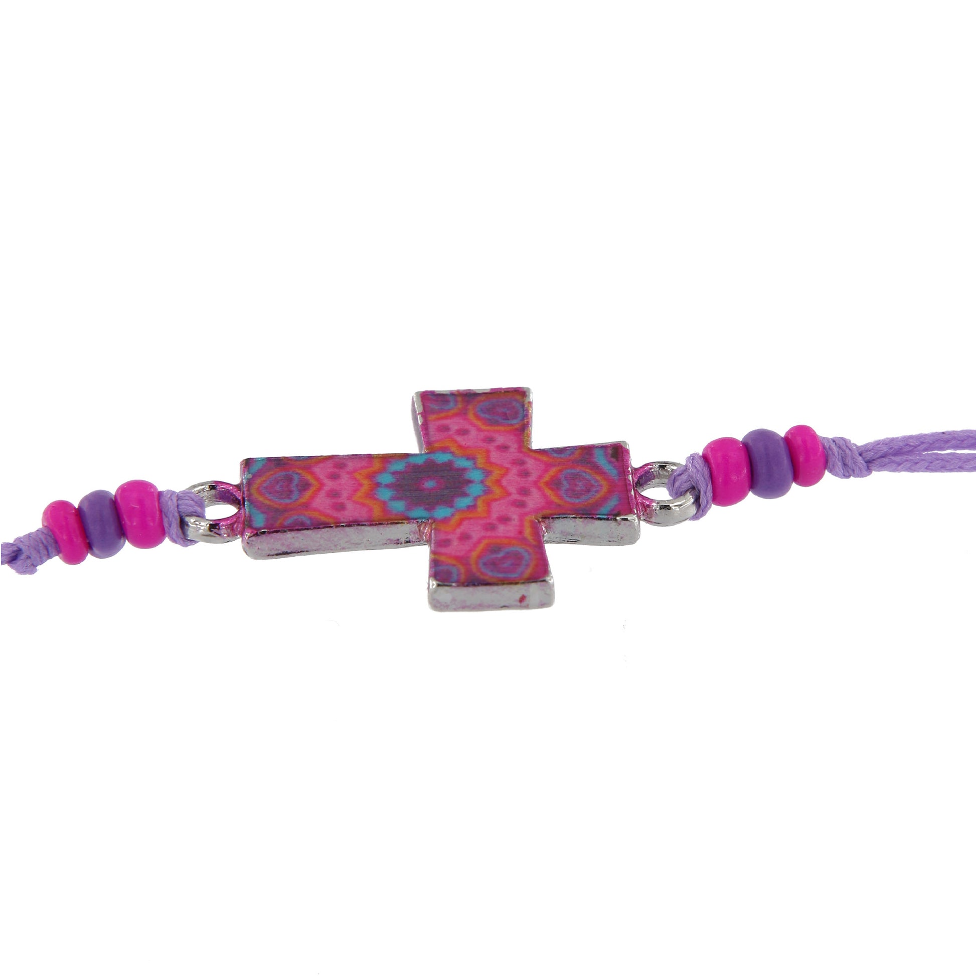 Bracciale in corda con ciondolo passante in colori assortiti. Regolabile
