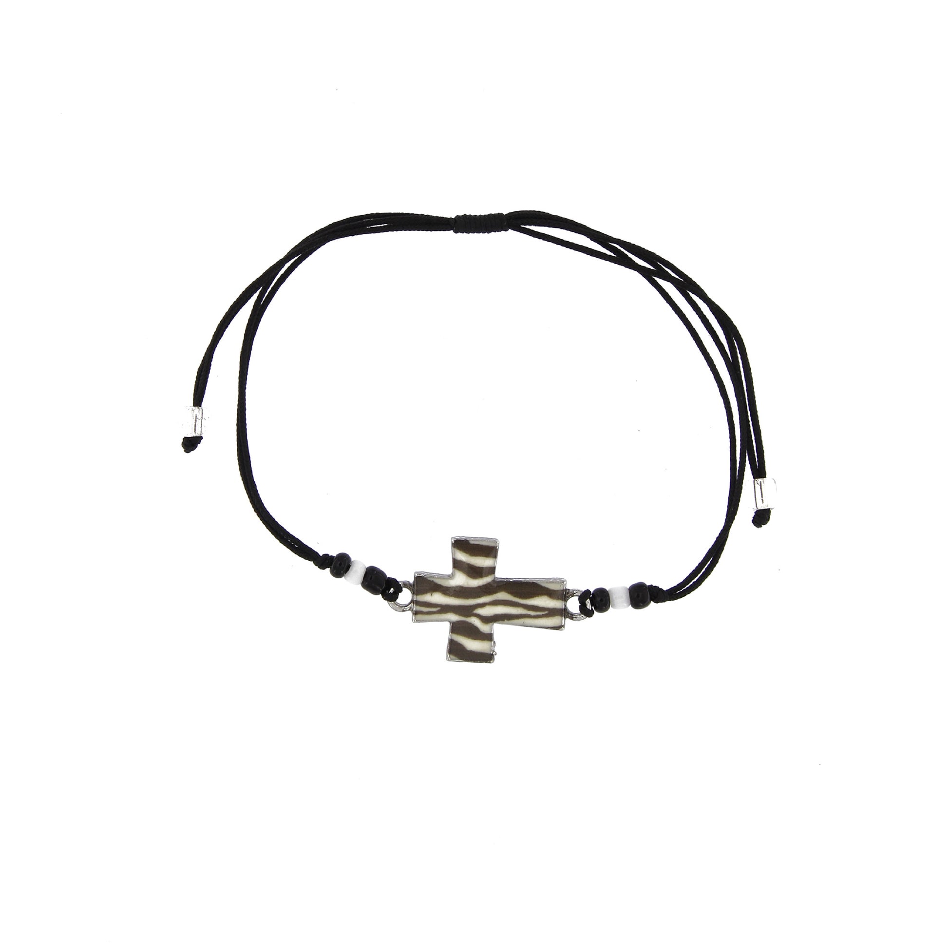 Bracciale in corda con ciondolo passante in colori assortiti. Regolabile