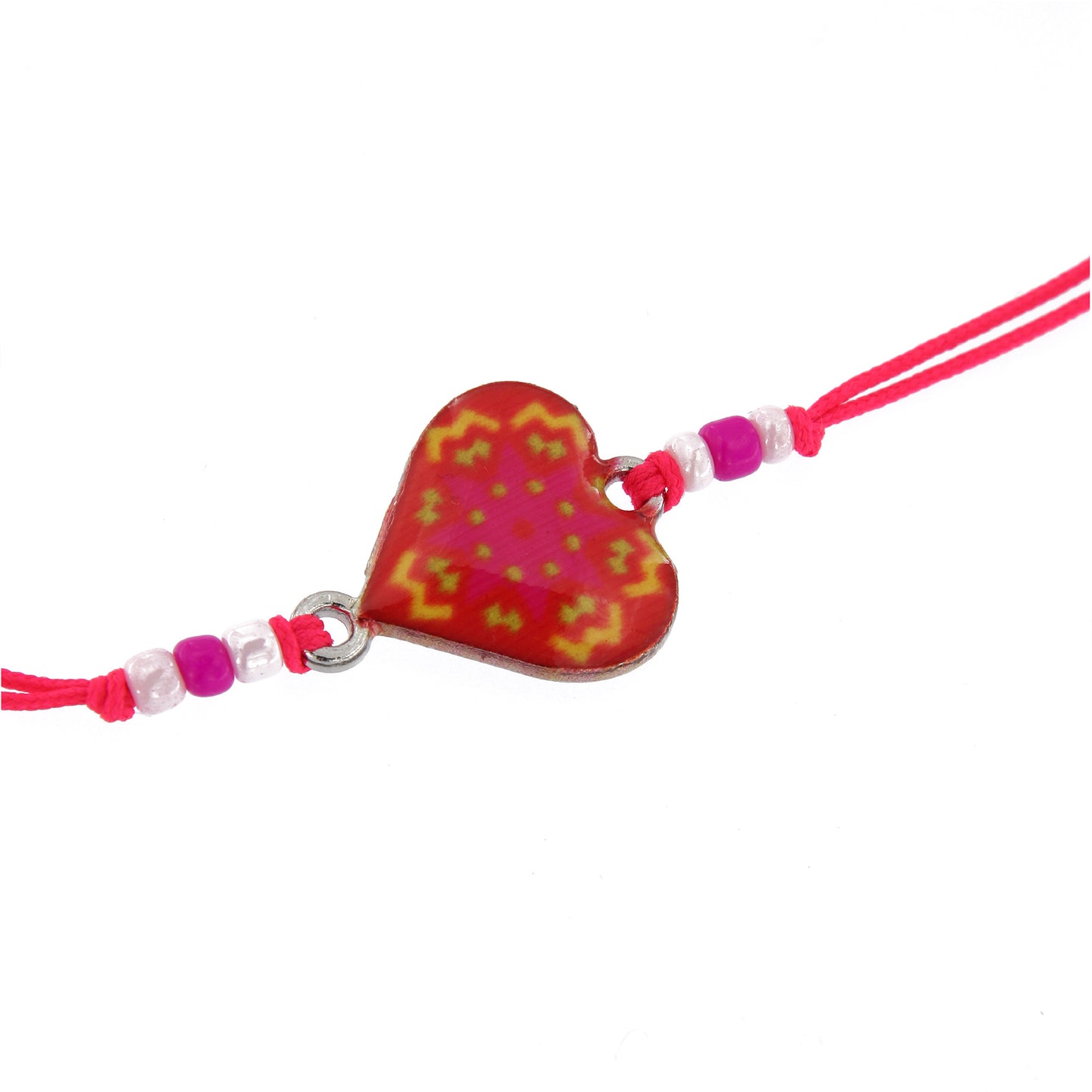 Bracciale in corda con ciondolo passante in colori assortiti. Regolabile