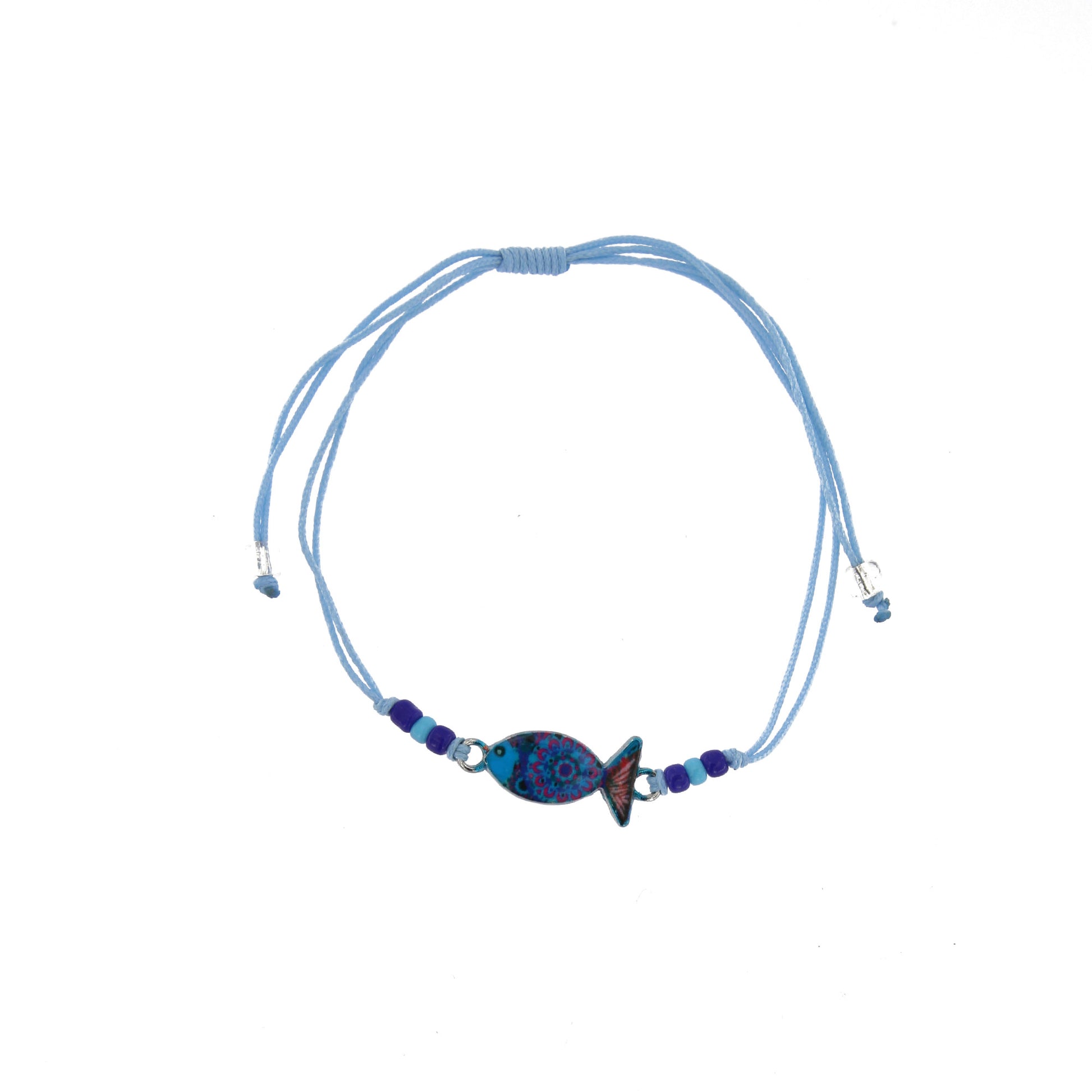 Bracciale in corda con ciondolo passante in colori assortiti. Regolabile