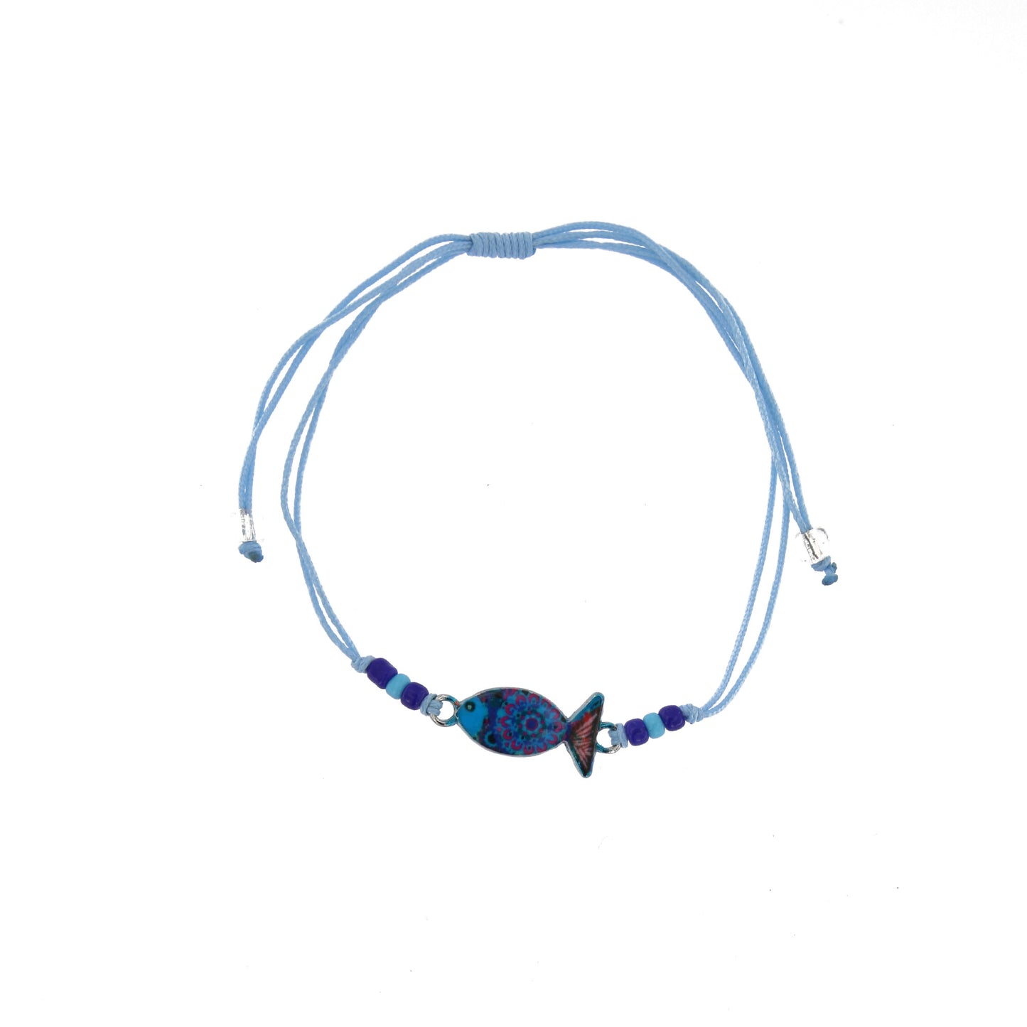 Bracciale in corda con ciondolo passante in colori assortiti. Regolabile