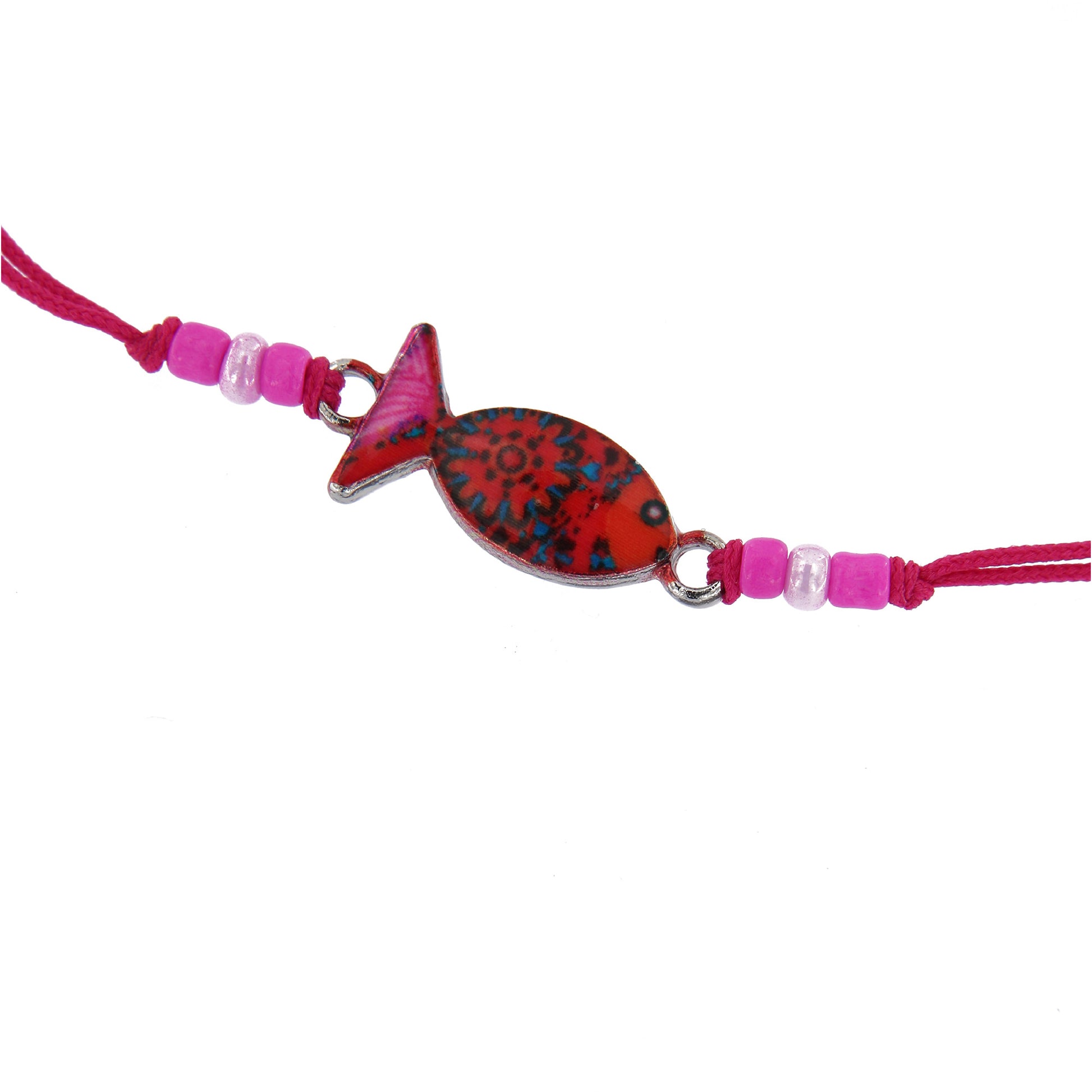 Bracciale in corda con ciondolo passante in colori assortiti. Regolabile