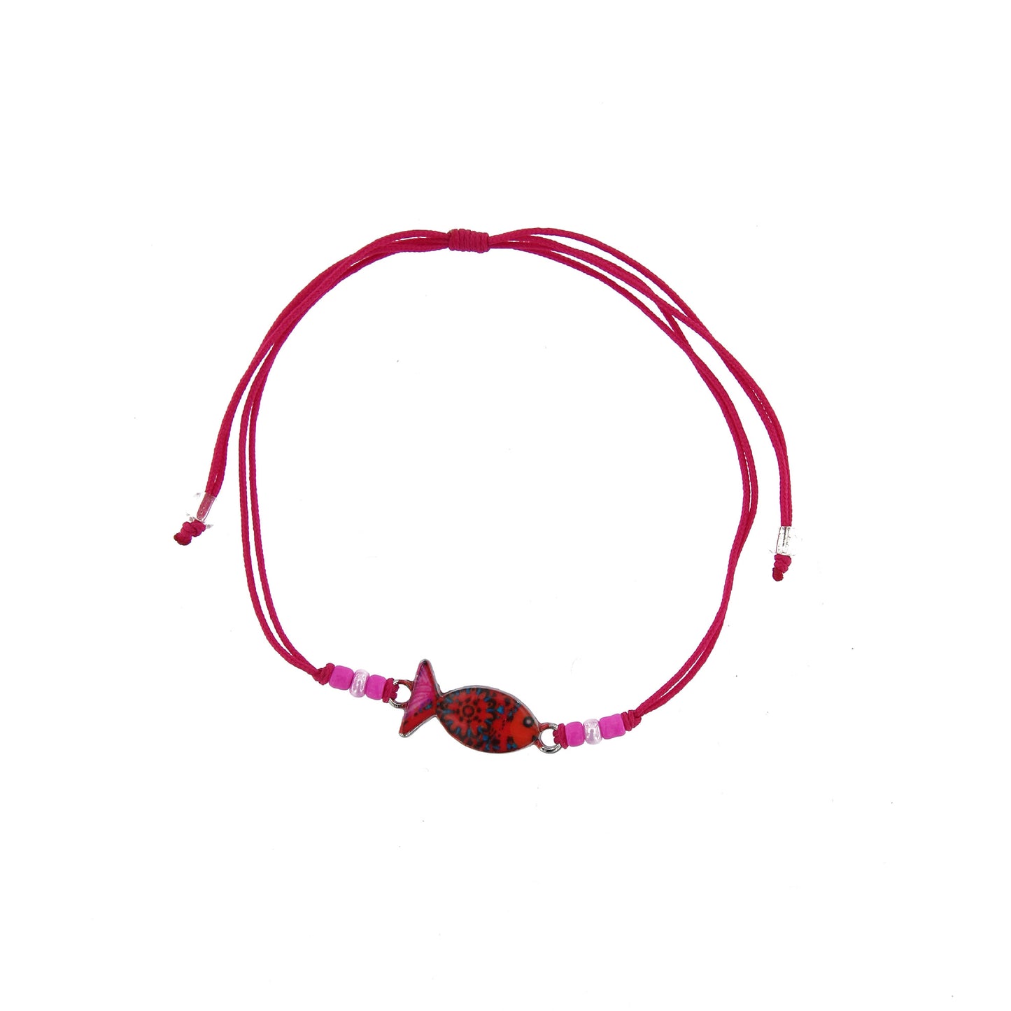 Bracciale in corda con ciondolo passante in colori assortiti. Regolabile
