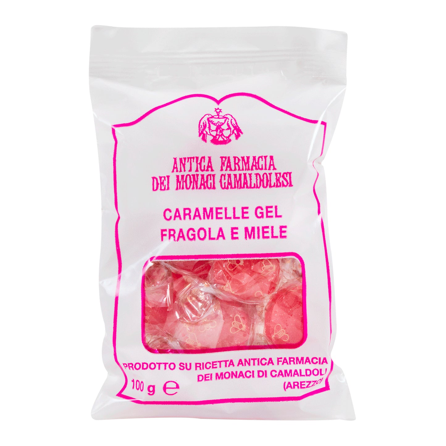 Caramelle gel alla fragola e miele. Confezione da 100 gr