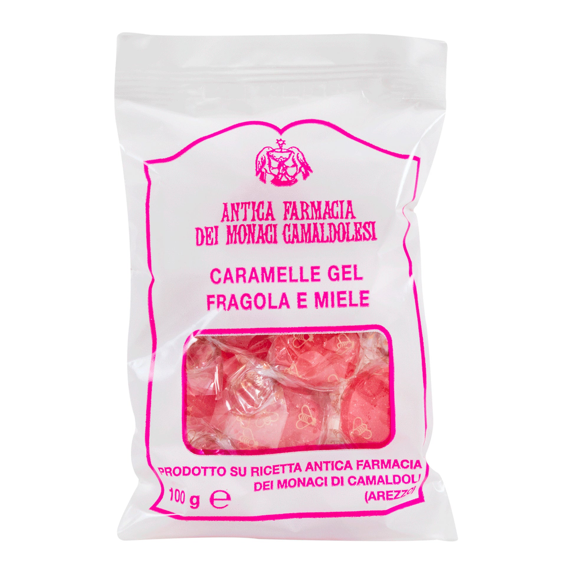 Caramelle gel alla fragola e miele. Confezione da 100 gr