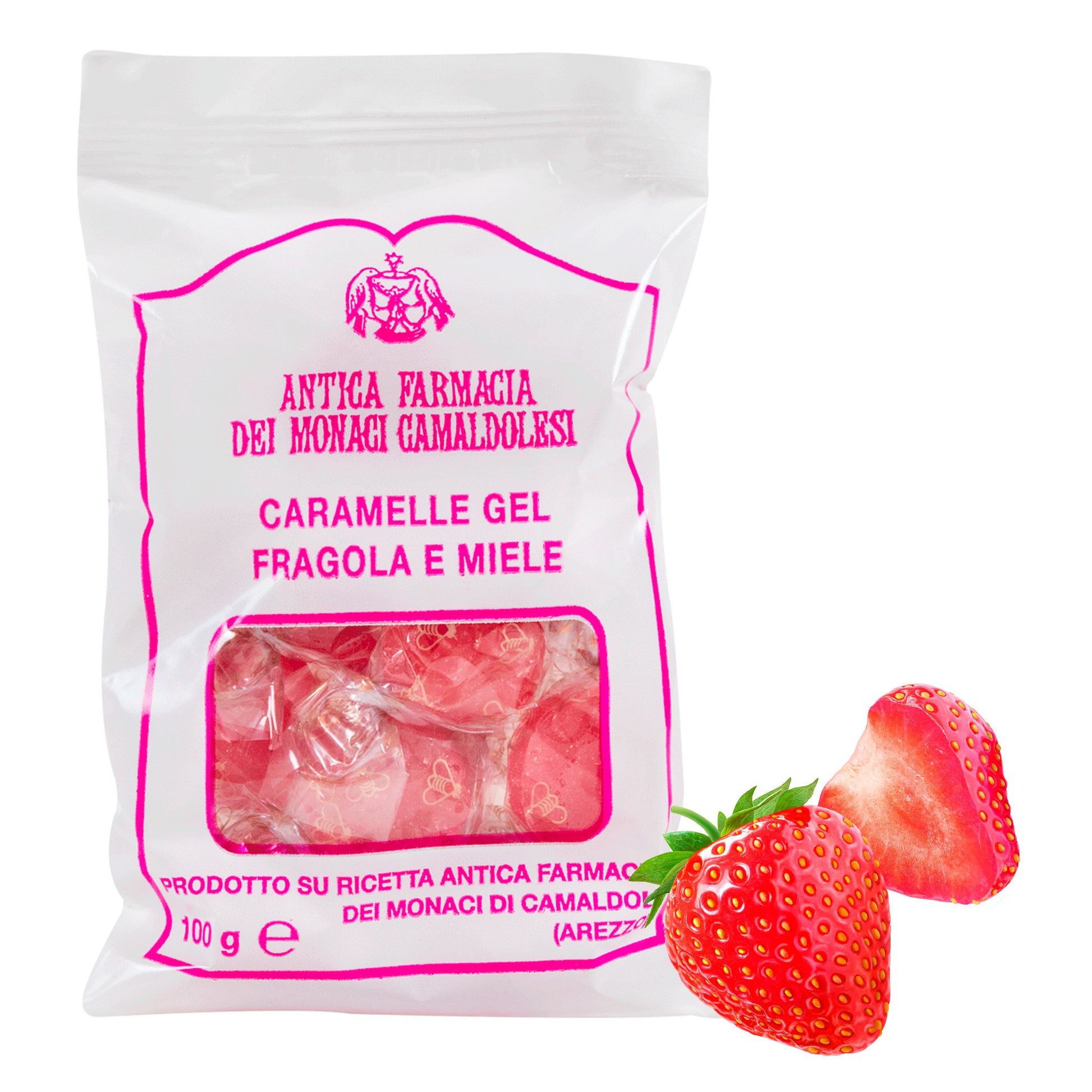 Caramelle gel alla fragola e miele. Confezione da 100 gr