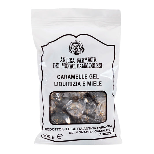 Caramelle gel alla liquirizia e miele. Confezione da 100 gr