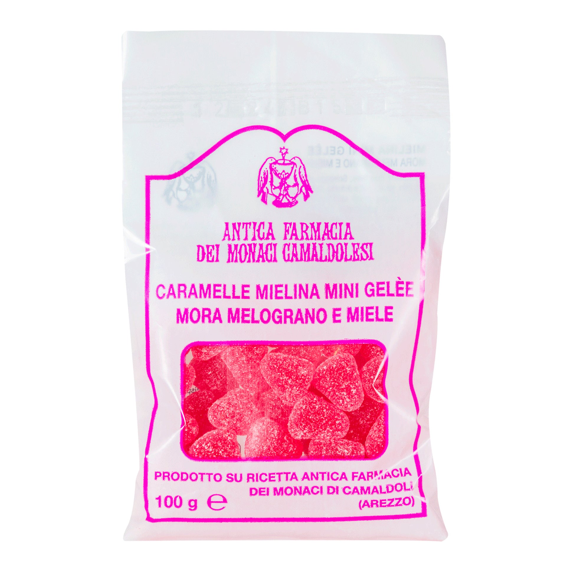 Caramelle gel alla mora e melograno. Confezione da 100 gr