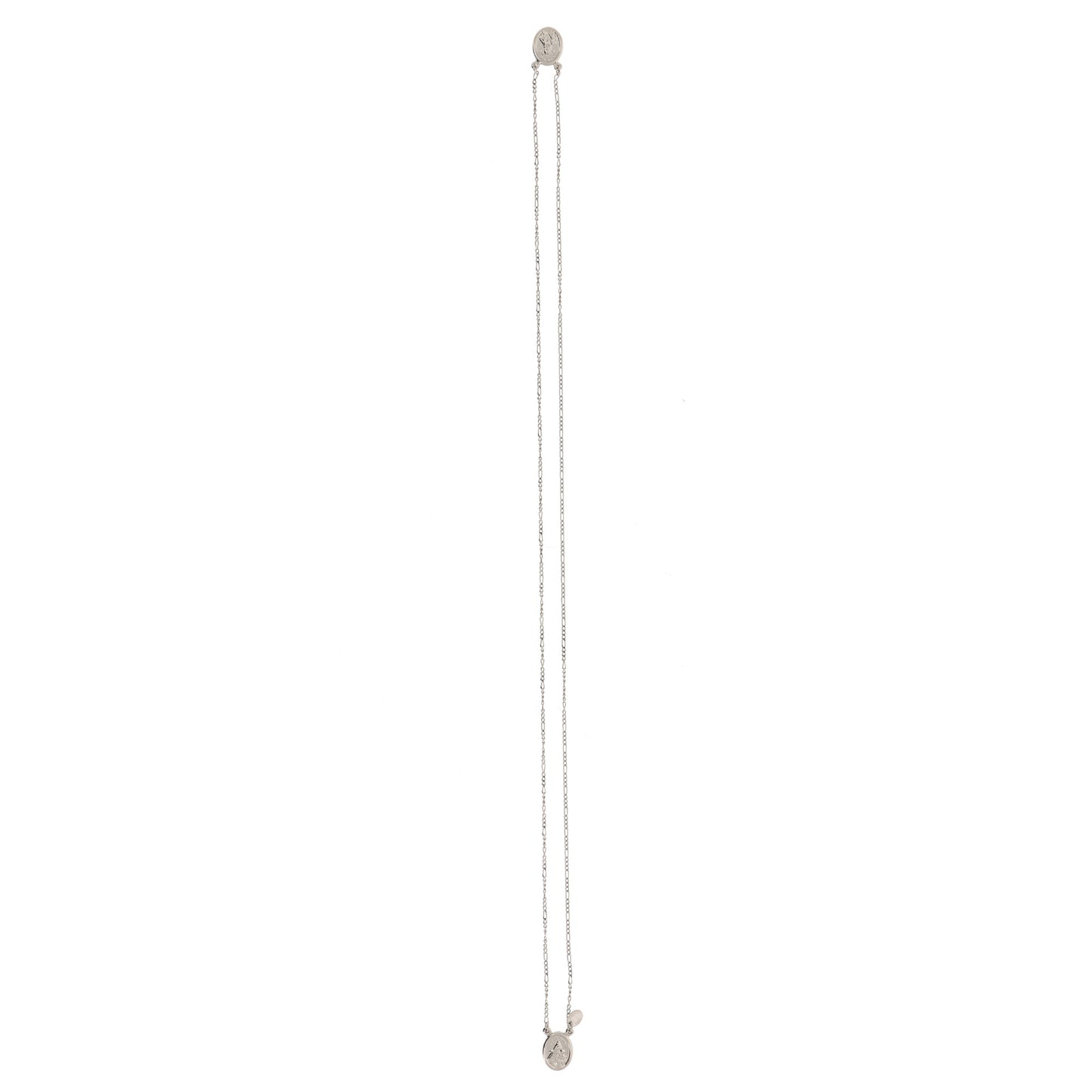 Scapolare del Carmelo in argento 925 con medaglie ovali. Lunghezza 32 cm