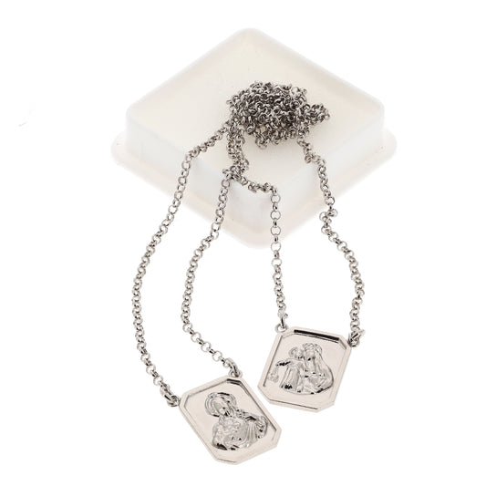 Scapolare del Carmelo in argento 925. Misura grande. Lunghezza 32,5 cm