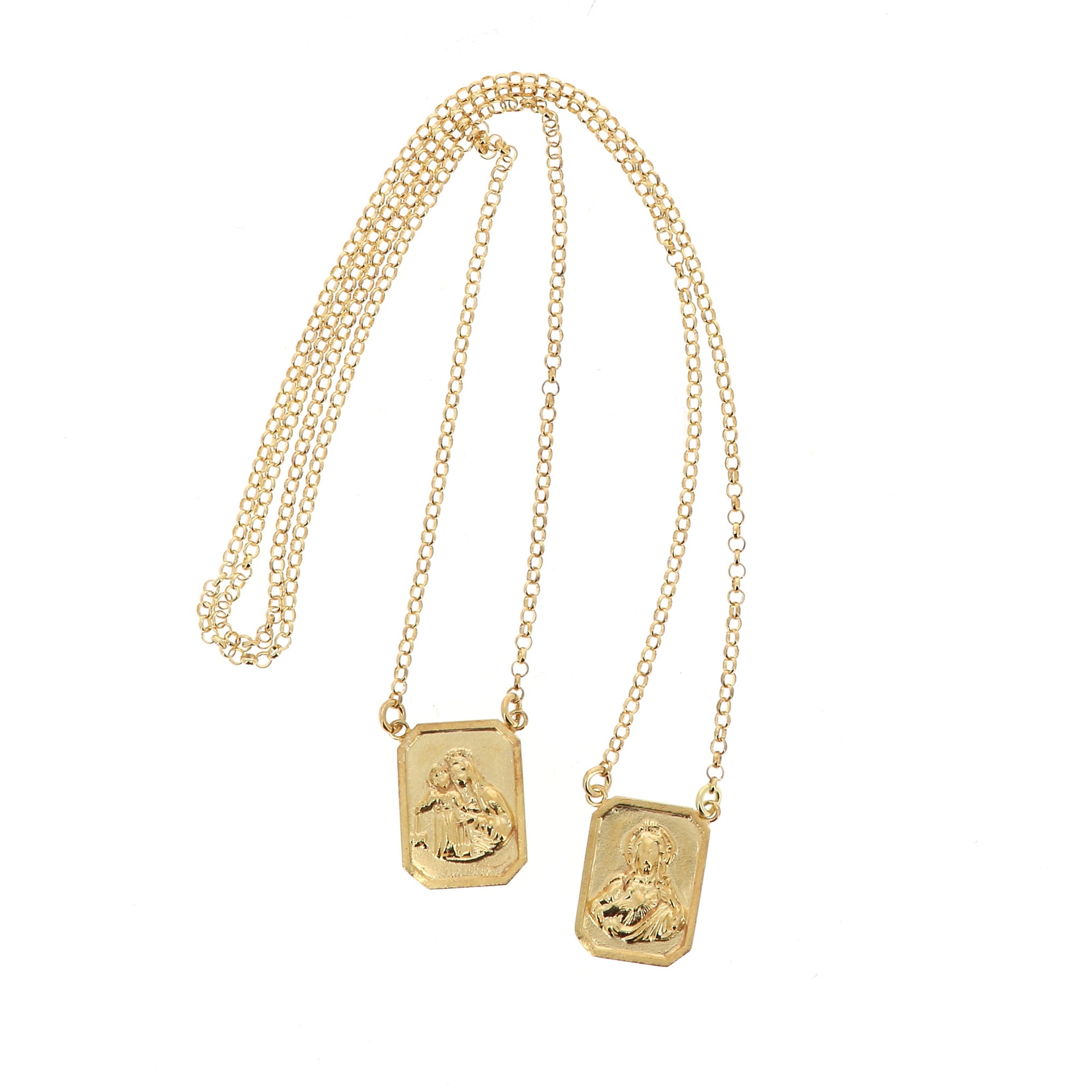 Scapolare del Carmelo in argento 925. Misura grande. Lunghezza 32,5 cm