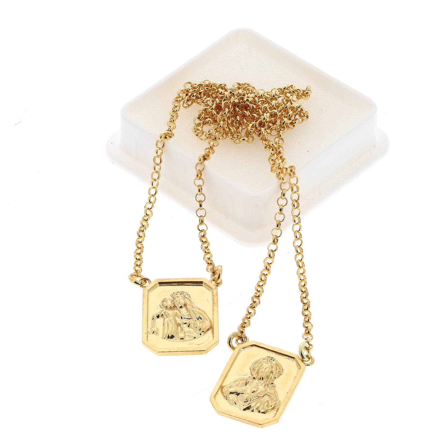 Scapolare del Carmelo in argento 925. Misura grande. Lunghezza 32,5 cm