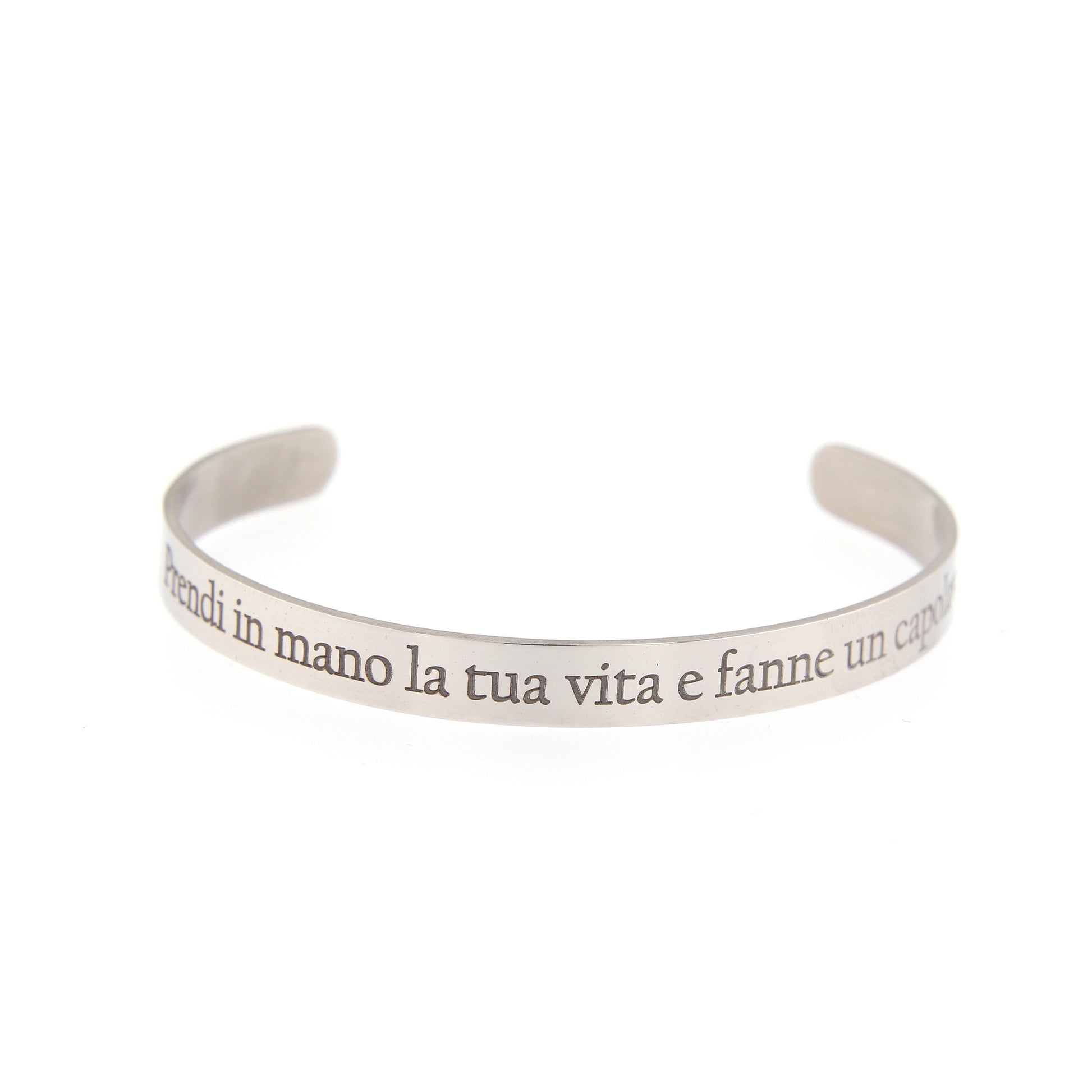 Bracciale rigido in acciaio con incisione